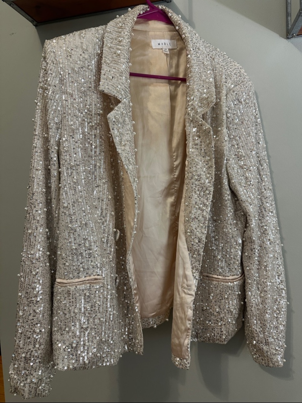 MARBLE Silver-Sequined Blazer Jacket